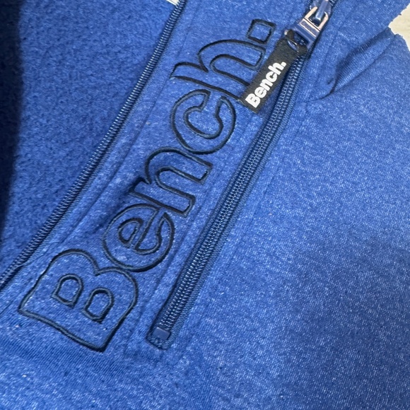Bench Full Zip Sweatshirt Mens Size Large Blue Mock Neck Preppy Skater - Picture 2 of 5